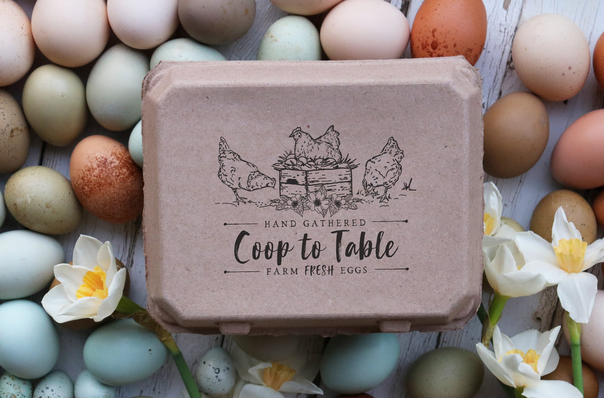 Chicken Egg Carton Stamp with Herbs Rubber Stamp – Wild Feather Farm