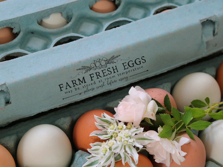 Farm Fresh Eggs - Unwashed Eggs Rubber Stamp for Egg Cartons