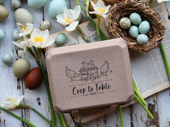 Coop To Table Three Hens Rubber Stamp