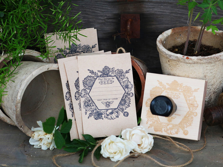 Honey Bee 'Plant These For the Bees' Seed Packet Rubber Stamp