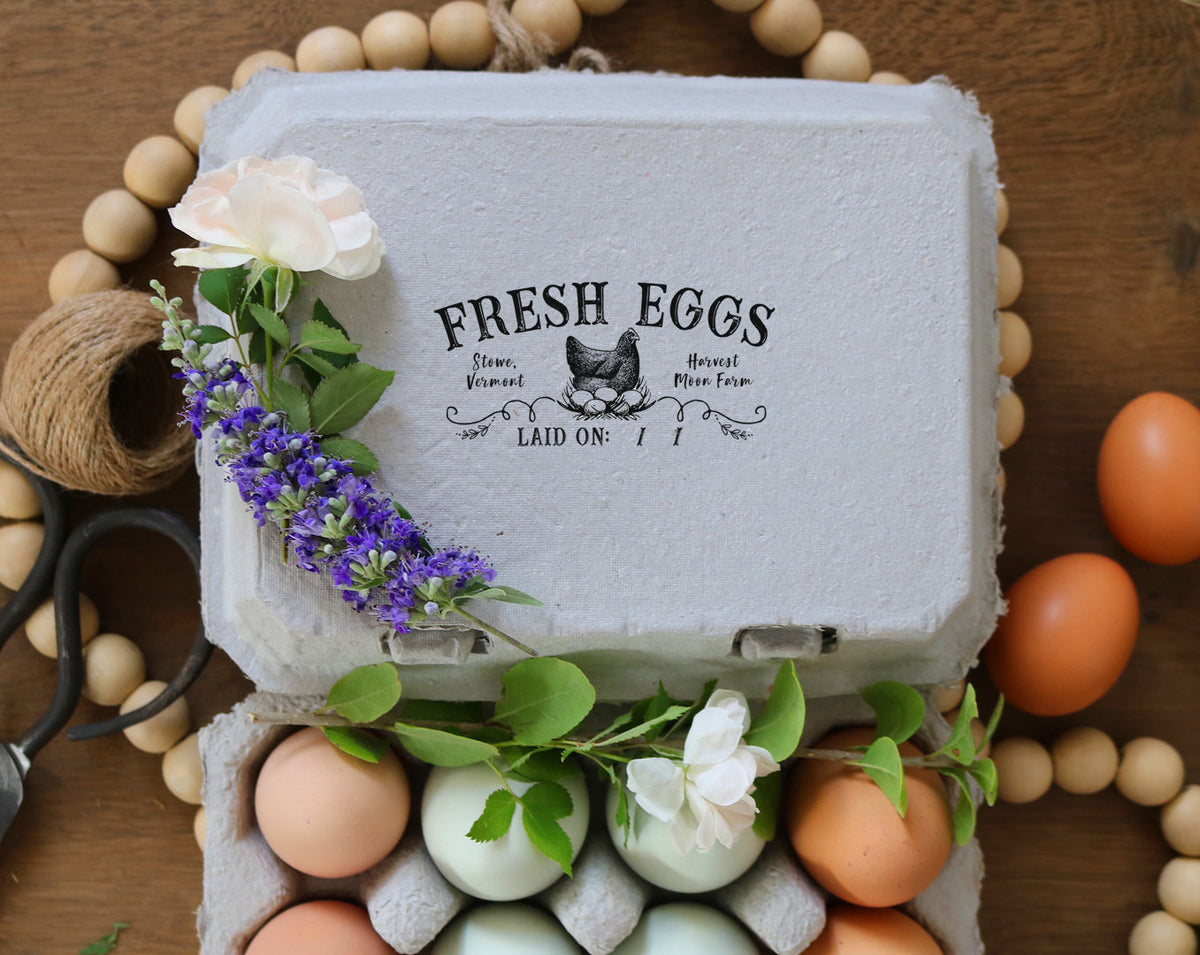 Egg Carton Stamp Farm Fresh Eggs Hen Duck Coop Please Return