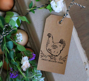 Chicken Egg Carton Stamp with Herbs Rubber Stamp