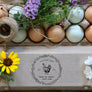 Circular Fresh Chicken Eggs Rubber Stamp