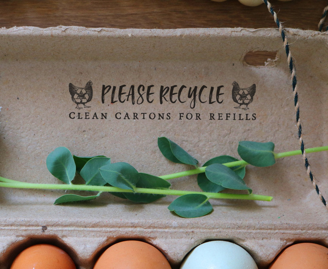 Floral 'Please Return Carton' Egg Carton Rubber Stamp