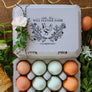 Floral Wreath With Chicken Rubber Stamp