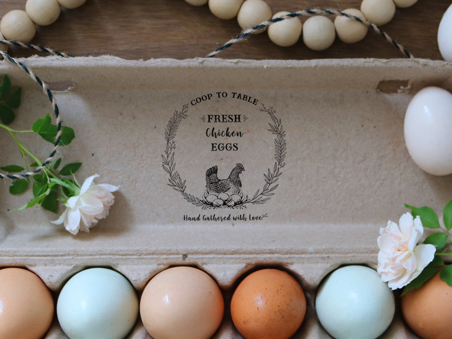 Customized Chicken fresh Egg Labels Stamp- egg Carton box Coop
