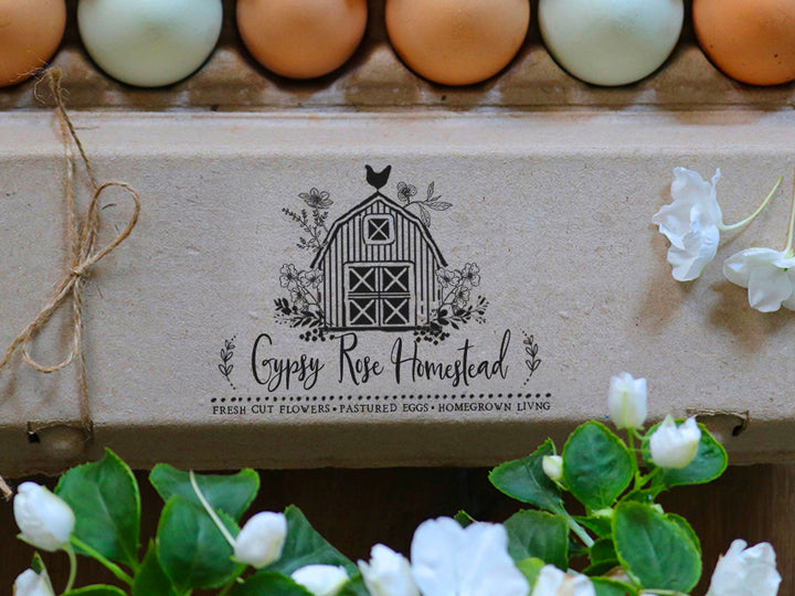 Floral Barn Rubber Stamp for Egg Cartons