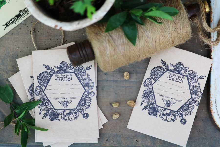 Honey Bee 'Plant These For the Bees' Seed Packet Rubber Stamp