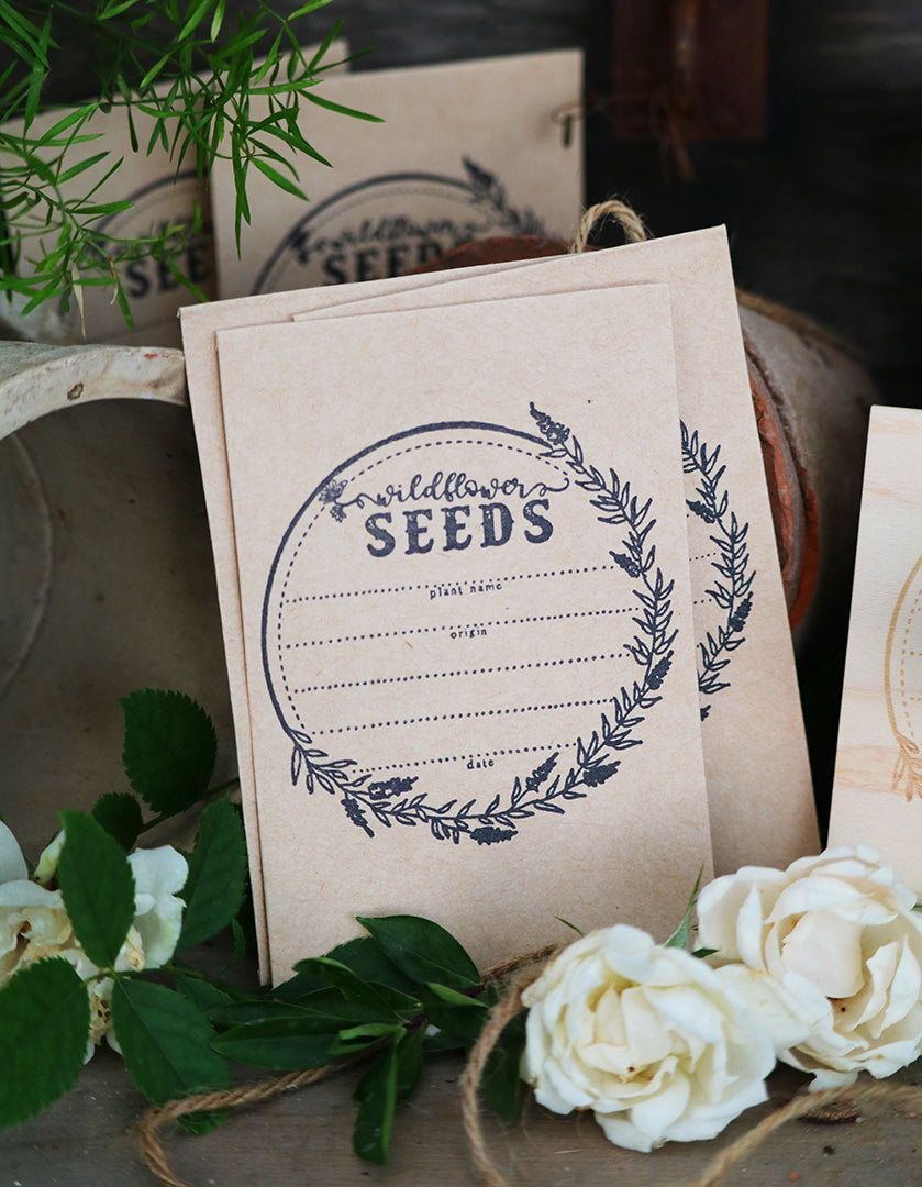 flower seeds in packets Wildflower Seed Packet Rubber Stamp – Wild Feather Farm