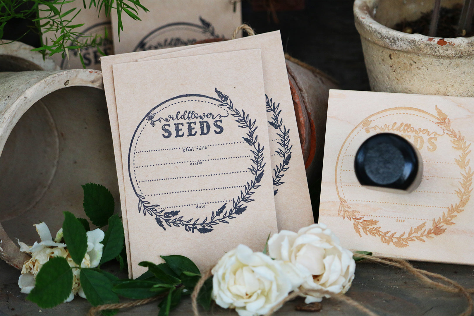 rose seeds packets Wildflower Seed Packet Rubber Stamp – Wild Feather Farm