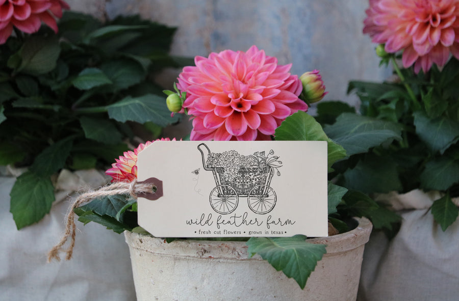Fresh Flower Cart Rubber Stamp