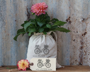 Flower Bicycle Rubber Stamp