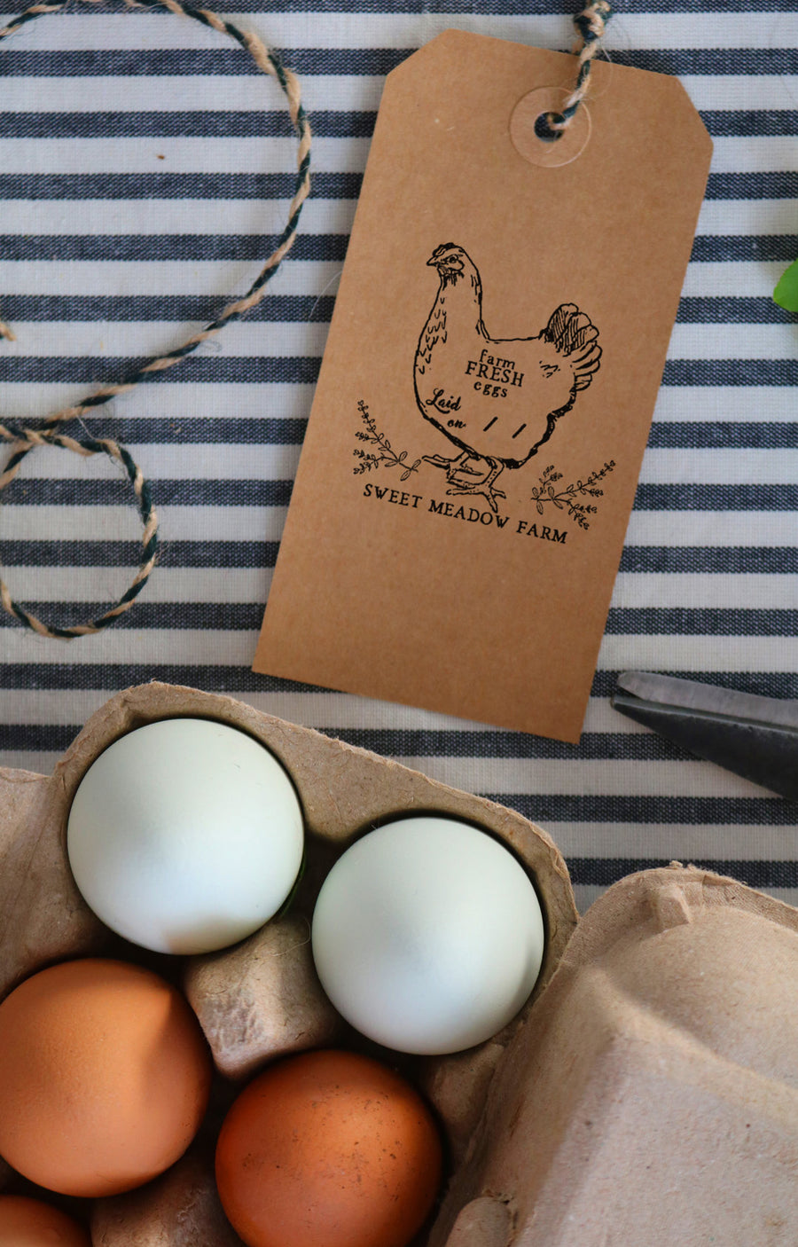 Customizable Rustic Grazing Hens Egg Carton Stamp