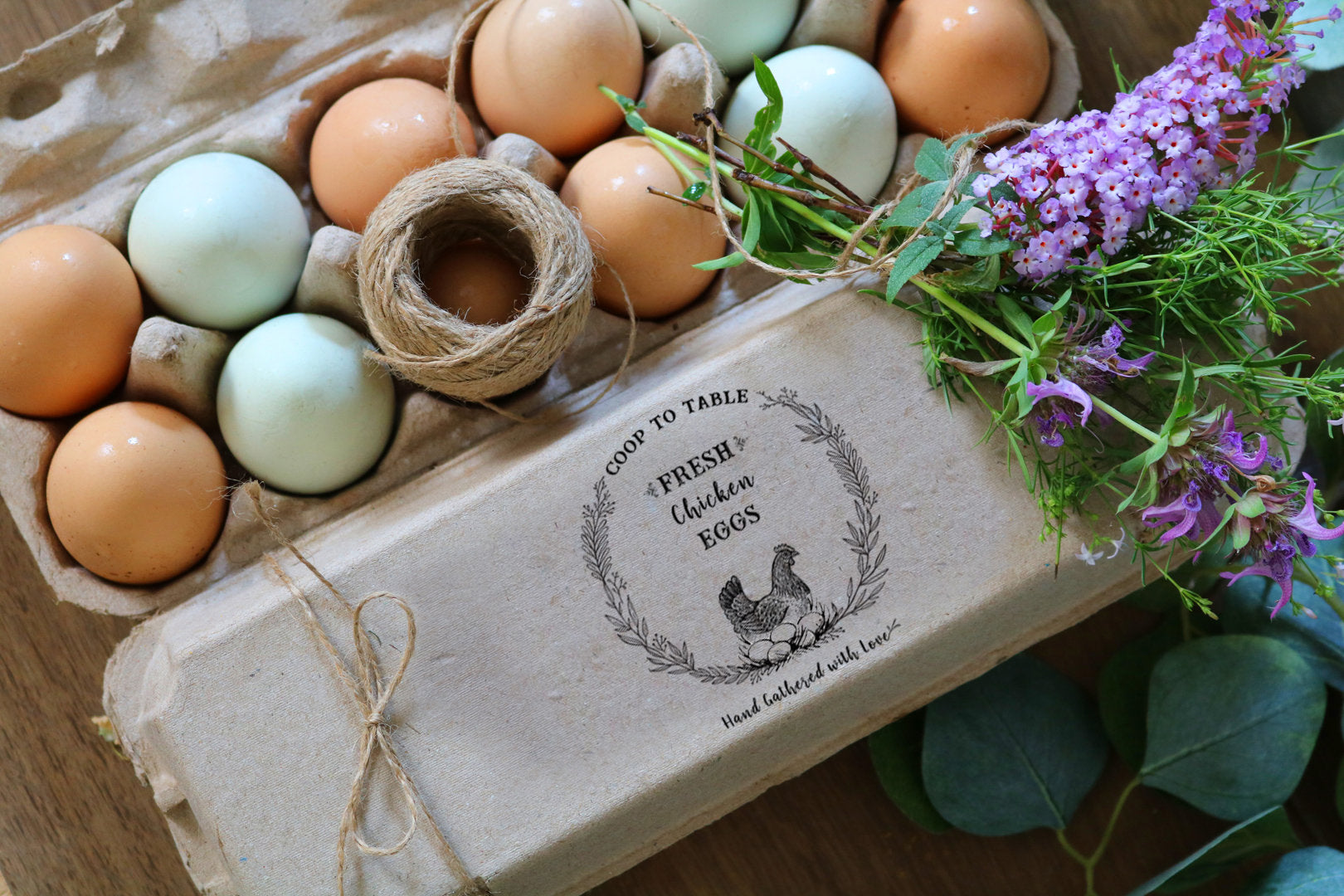 Customized Chicken fresh Egg Labels Stamp- egg Carton box Coop