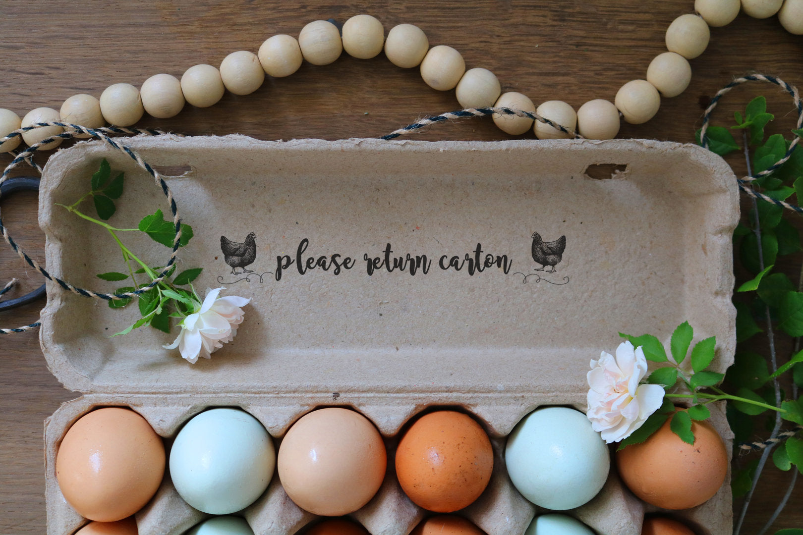 Floral 'Please Return Carton' Egg Carton Rubber Stamp