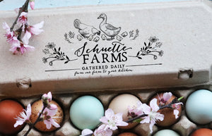 Chicken and Duck Egg Carton Rubber Stamp