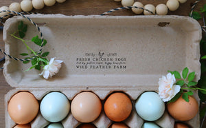 Fresh Chicken Eggs Carton Rubber Stamp
