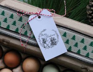 Christmas Wreath with Chicken Holiday Stamp