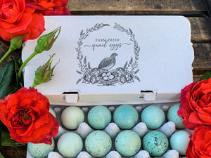 Quail Circular Floral Wreath Egg Carton Stamp